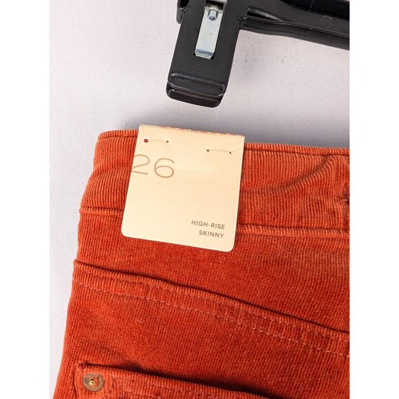 Anthropologie Pilcro Pants Womens 26 Orange High-Rise Skinny Button Fly Corduroy - Picture 9 of 13